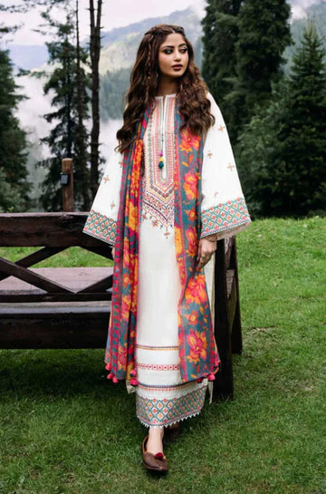 Noreen Luxury Embroidery Lawn Unstitched 3 Piece 03-B
