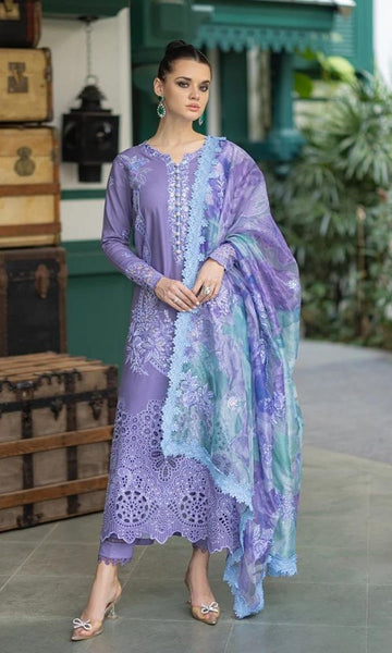Mushaq Luxury Embroidery Lawn Unstitched 3 Piece 01-B